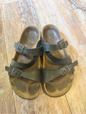Birkenstock Black Three-Strap Footbed Sandals